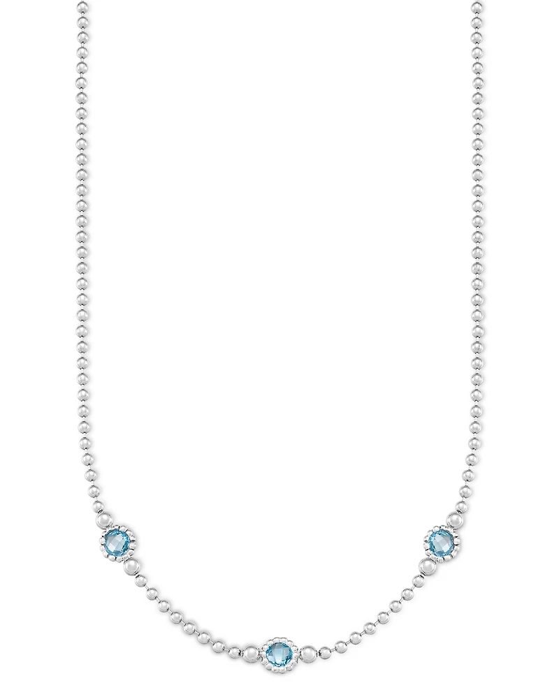 Amethyst Three Stone Bezel 18" Collar Necklace (3 ct. t.w.) in 14k Gold-Plated Sterling Silver (Also available in Onyx)