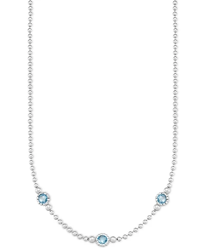 Amethyst Three Stone Bezel 18" Collar Necklace (3 ct. t.w.) in 14k Gold-Plated Sterling Silver (Also available in Onyx)