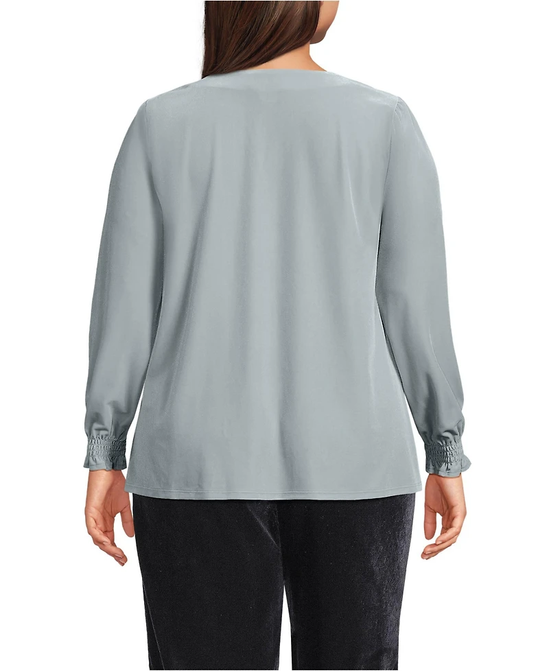 Lands' End Plus Long Sleeve Velvet Blouse