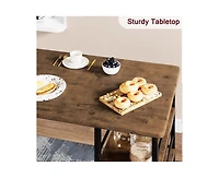 gaomon Dining Table Set for 2, Kitchen Table and Chairs with Wine Rack, Metal Frame Modern Bar Table Set with 2 Chairs