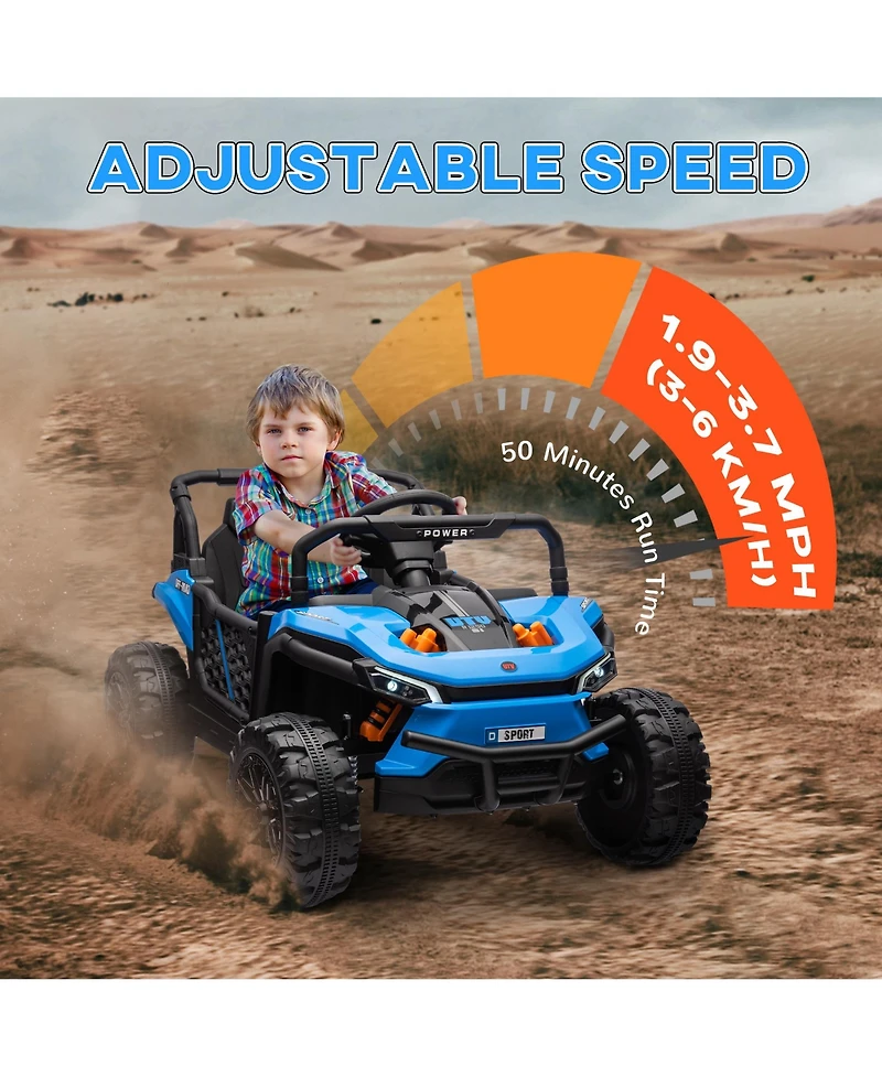 Qaba 12V Ride On Truck Utv Toy with 4-Wheel Suspension, Remote