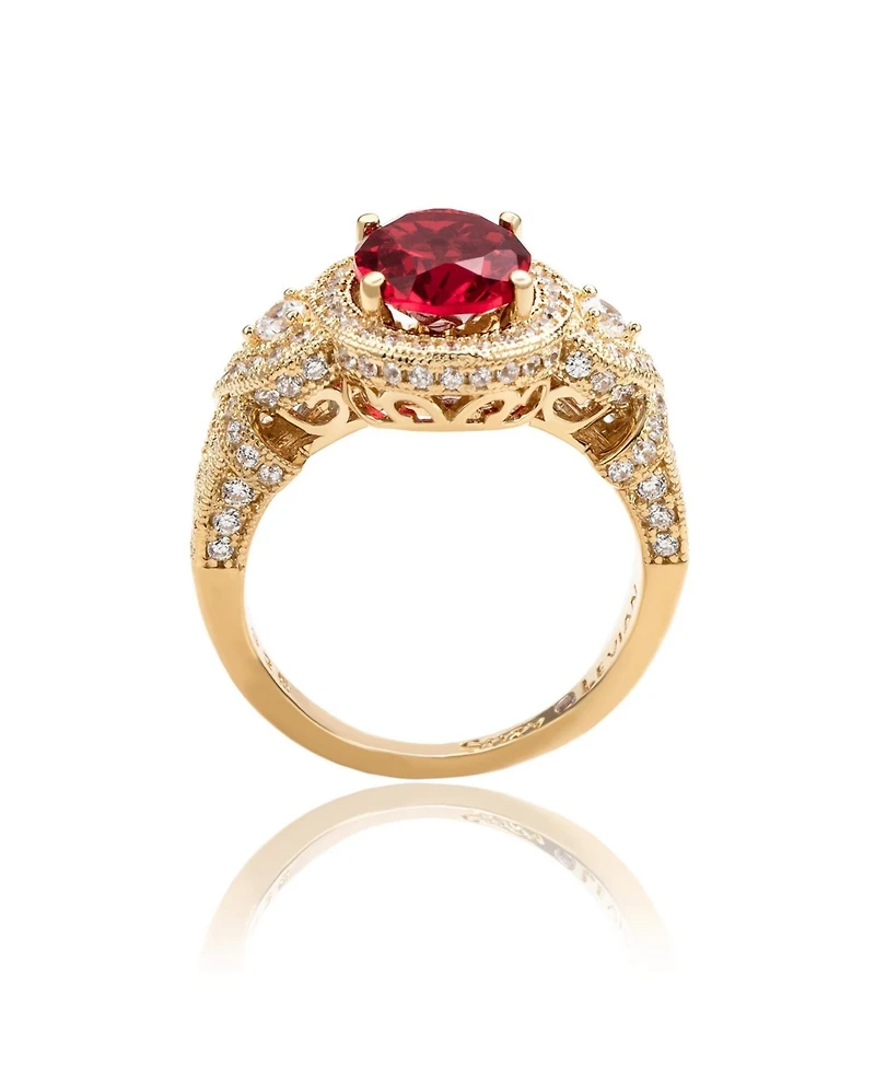 Suzy Levian Sterling Silver Oval Cubic Zirconia French Filigree Ring