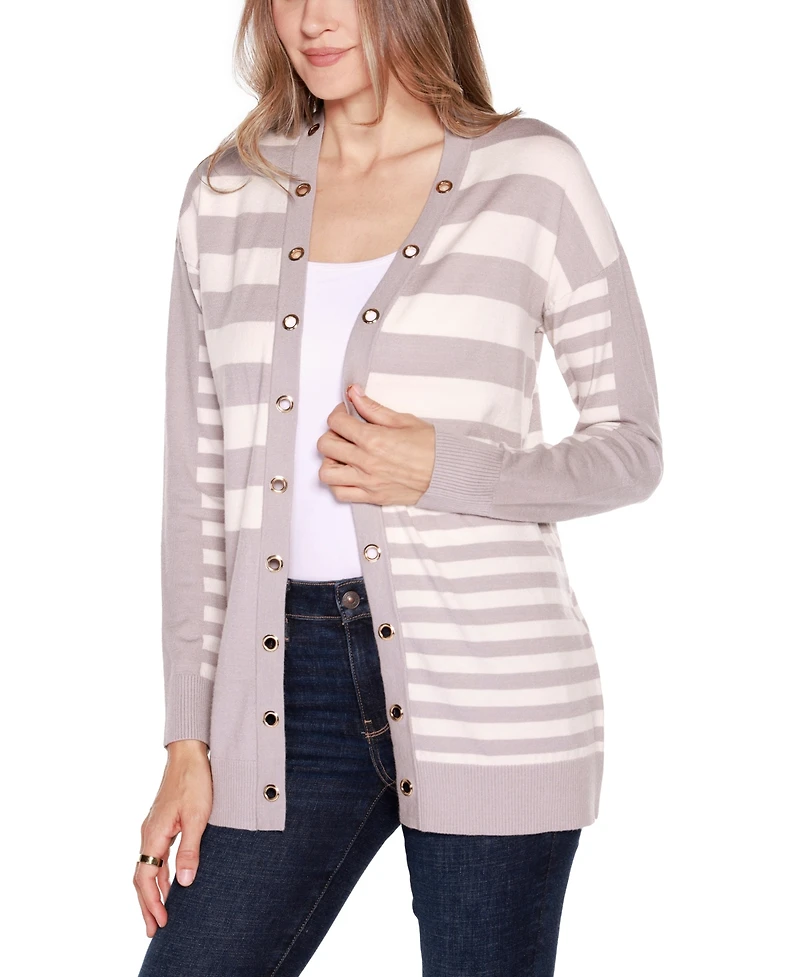 Belldini Women's Black Label Colorblocked Open-Front Cardigan Sweater