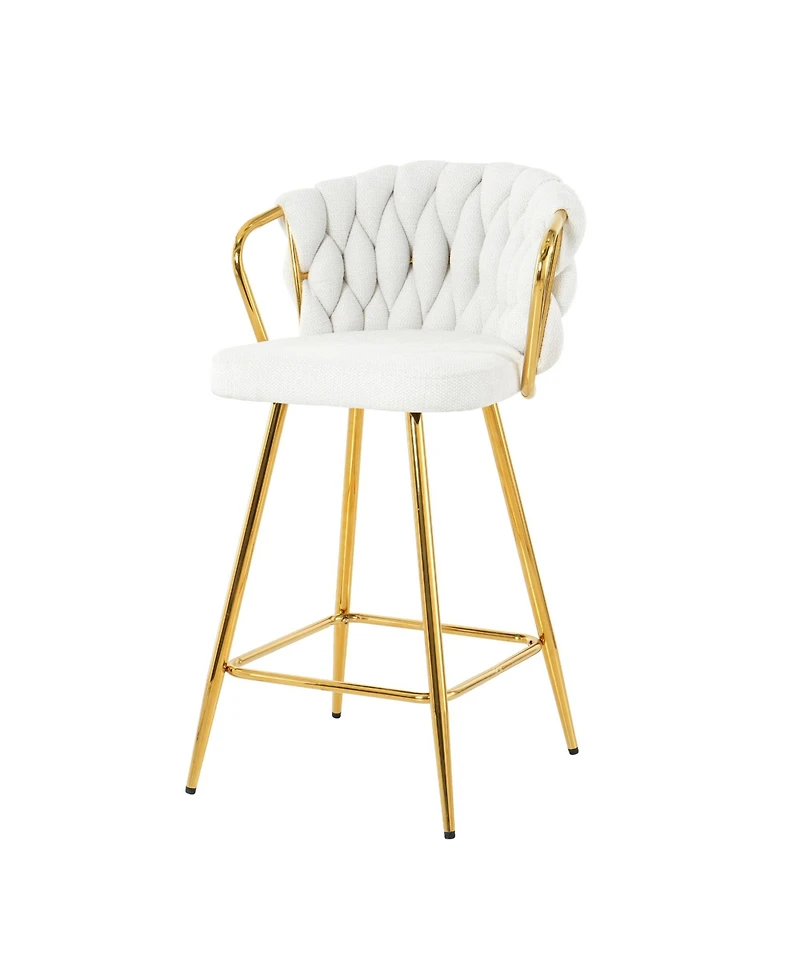 Streamdale Gold-Plated Linen Bar Chair (Set of 2)
