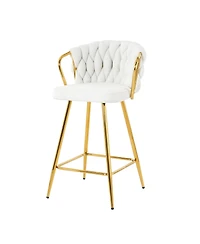 Streamdale Gold-Plated Linen Bar Chair (Set of 2)