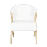 Modern Accent Chair with White Upholstery and Solid Wood Frame, Minimalist Lounge Chair for Living Room, Bedroom, or Office