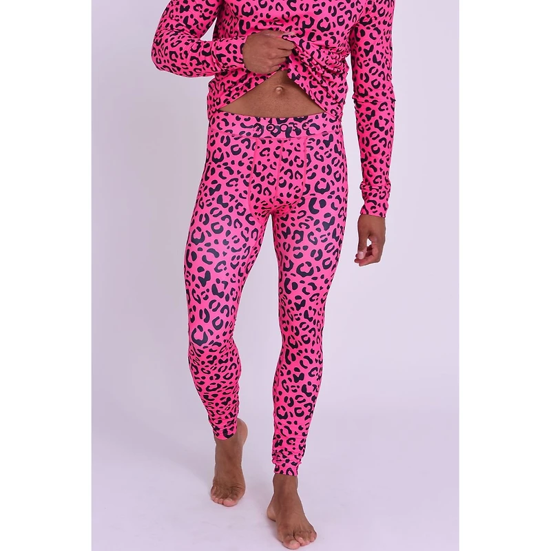 Oosc Men's Baselayer Pant - Hotel California Pink Leopard