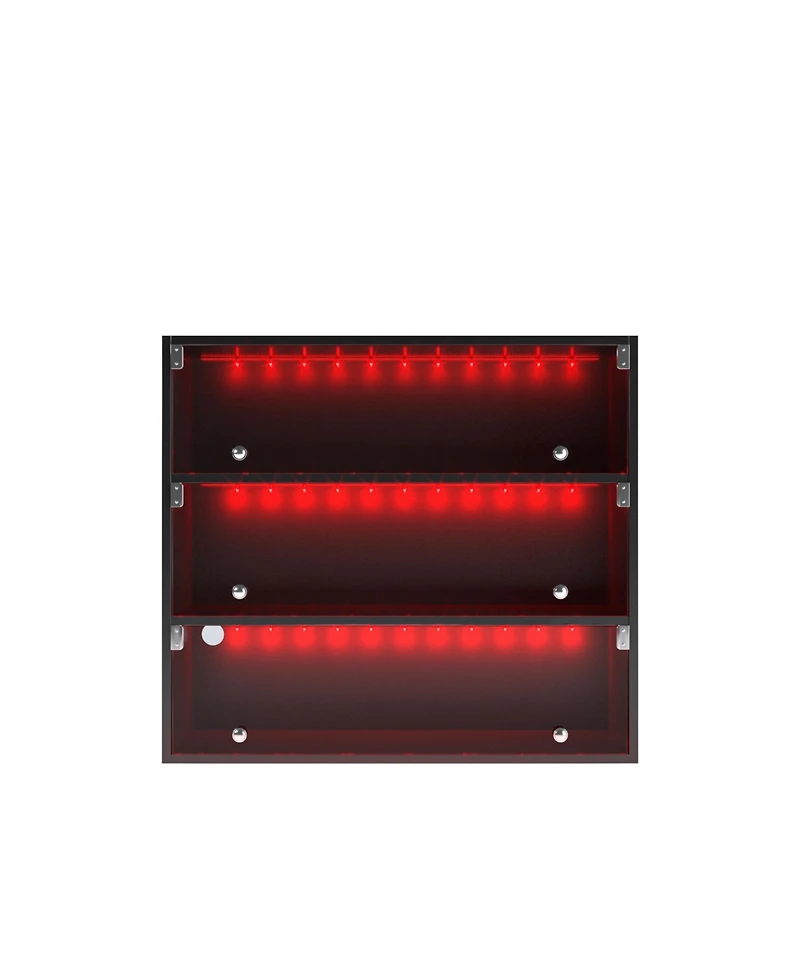Streamdale Furniture Black Led light shoe box three layers with glass doors