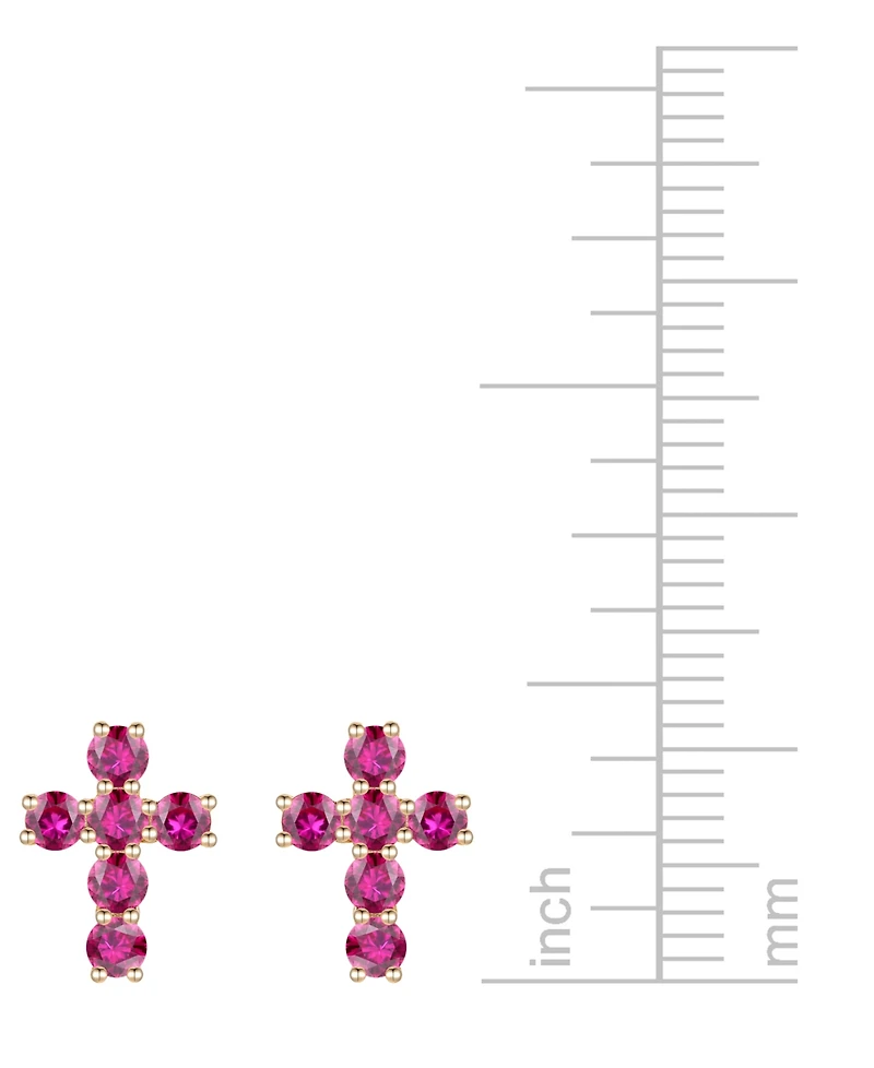 Lab Grown Sapphire Cross Stud Earrings (1 ct. t.w.) 10k White Gold (Also Grow Ruby, Pink Sapphire, & Opal)