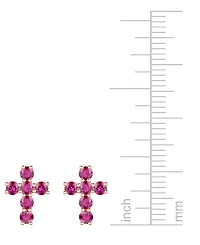 Lab Grown Sapphire Cross Stud Earrings (1 ct. t.w.) 10k White Gold (Also Grow Ruby, Pink Sapphire, & Opal)