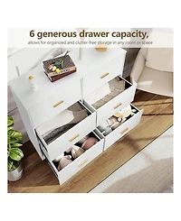 gaomon 6-Drawer Dresser, Retro Chest Of Drawers With Metal Handle, Modern Double Dresser- Large Storage Cabinet For Bedroom