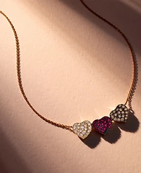 Godiva x Le Vian Passion Ruby (1/3 ct. t.w.) & Diamond (5/8 ct. t.w.) Pave Heart Statement Necklace in 14k Yellow Gold, 17" + 2" extender