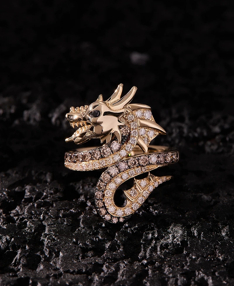 Le Vian Chocolate Diamond, Nude Diamond, & Blackberry Diamond Dragon Ring (3/4 ct. t.w.) in 14k Gold