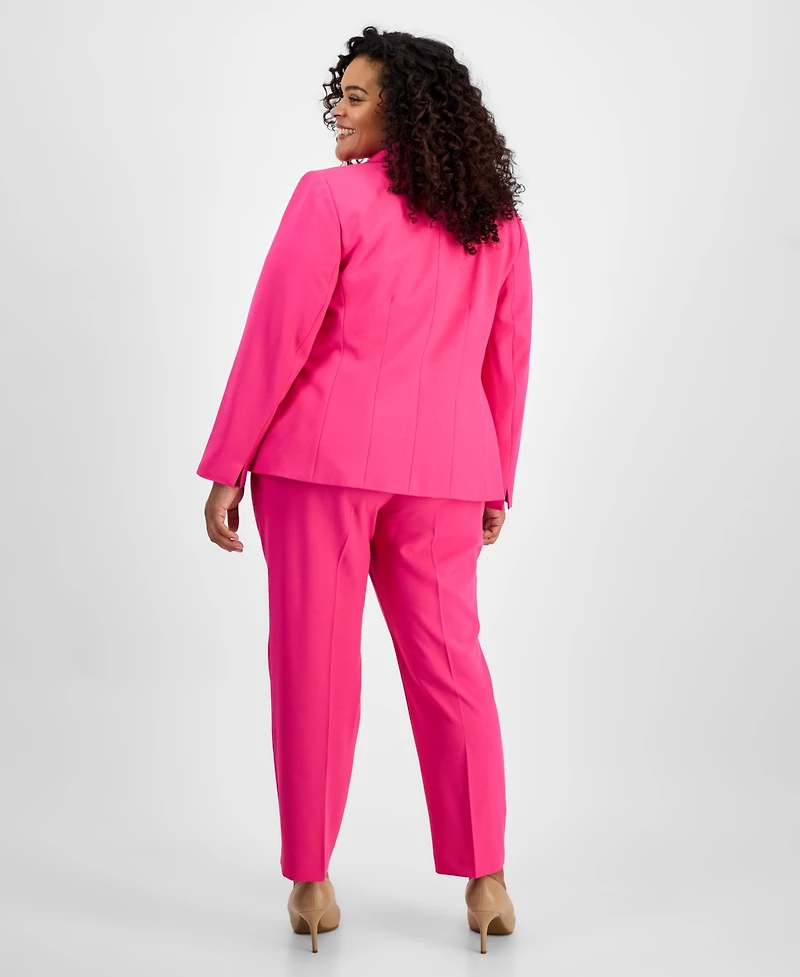 Le Suit Plus Notch-Collar Two-Button Seamed Jacket & Fly-Front Straight-Leg Pants Set