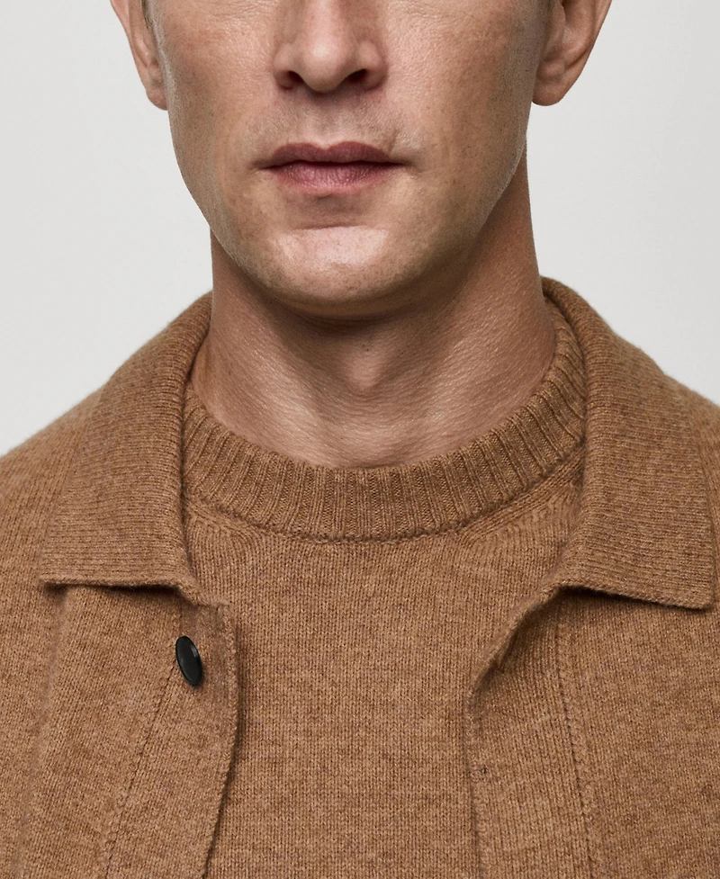 Mango Men's Slim-Fit Knit Wool-Blend Cardigan