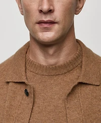 Mango Men's Slim-Fit Knit Wool-Blend Cardigan