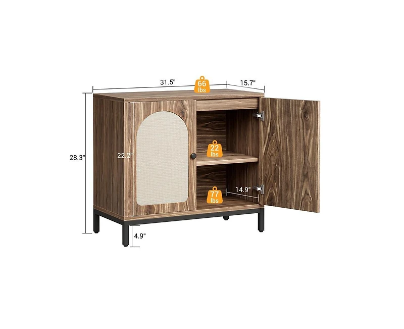 gaomon Rattan Sideboard Buffet Cabinet, Kitchen Storage Cabinet with Adjustable Shelf, Boho Accent Cabinet, Liquor Cabinet, Bar Cabinet, Console Cabin