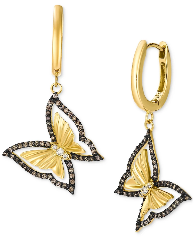 Le Vian Chocolate Diamond & Nude Diamond Butterfly Drop Earrings (1/2 ct. t.w.) in 14k Gold