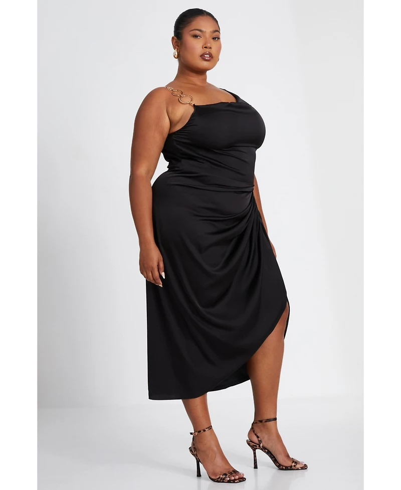 Quiz Plus Size Asymmetric Cowl Midi Dress