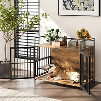 Lovmor Furniture Style Dog Crate Large Dogs Indoor Heavy Duty Dog Kennels with 2 Stainless Steel Bowls