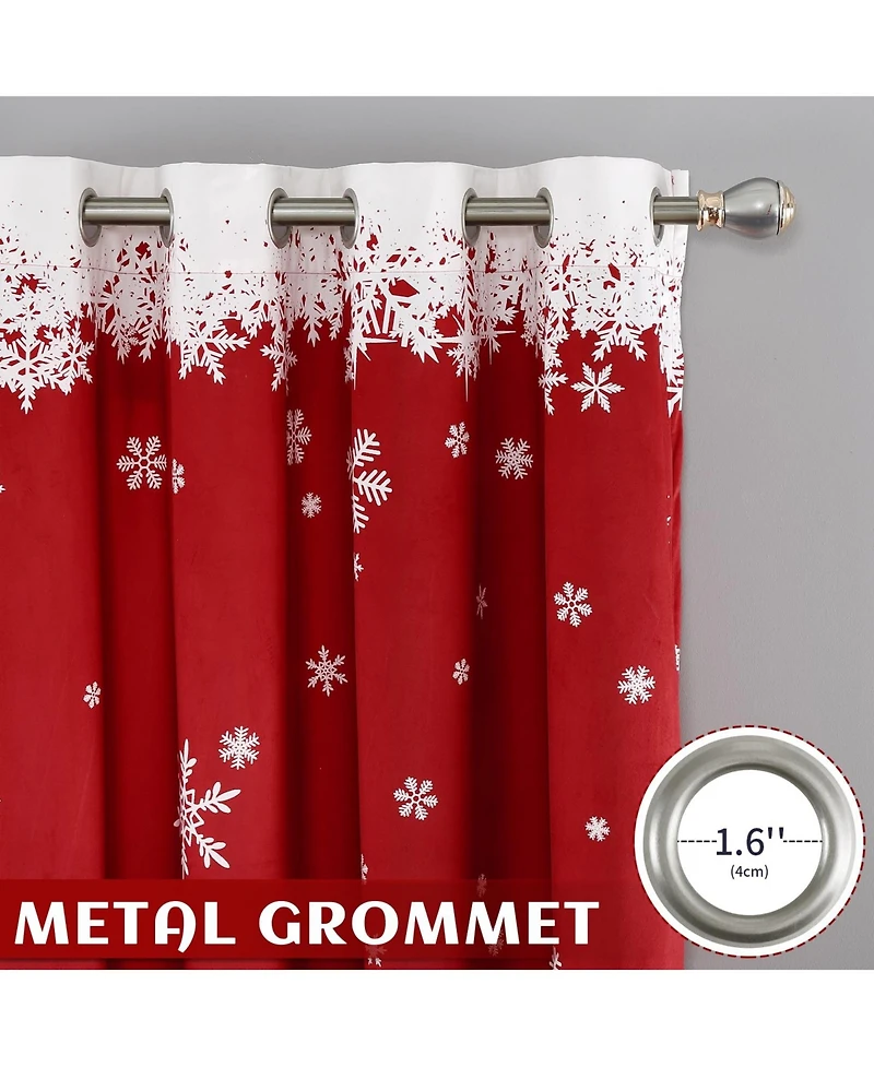 Christmas Curtains for Living Room, 84" Long Velvet Room Darkening Thermal Insulated Window Drapes for Holiday Decor