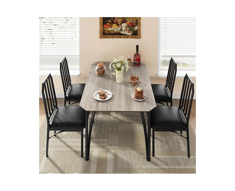 5 Pieces Dining Table Set for 4, Dining Room Table Set for 4, Small Kitchen Table for 4 with Upholstered Chairs,Dinner Table Set for 4, Kitchen Table