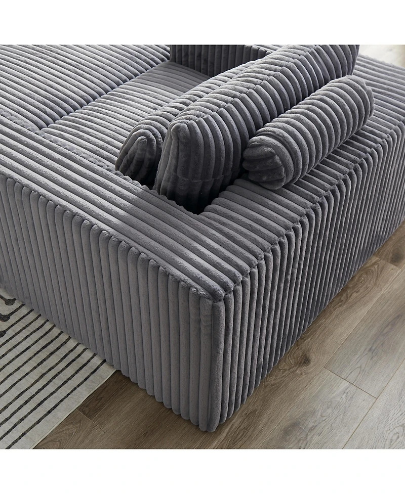 Streamdale Corduroy Sponge Sofa Lounge Chair with Removable Footrest