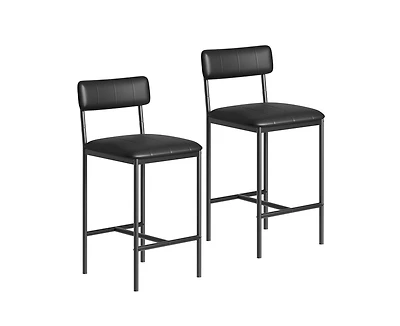 Bar Stools Set of 2, Upholstered Counter Height Barstools with Back, Kitchen Bar Stools with Footrest, Bar Chairs for Kitchen Island, Counter Bar, Eas
