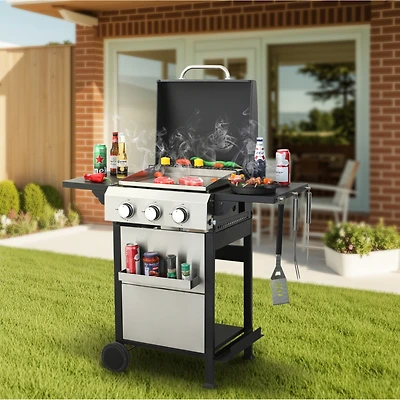 Streamdale 3-Burner Propane Bbq Grill with Ss Plancha & 36900BTU