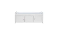3-Door Storage Bench with Cushion – Hidden Shoe Organizer for Hallway, Mudroom, or Foyer