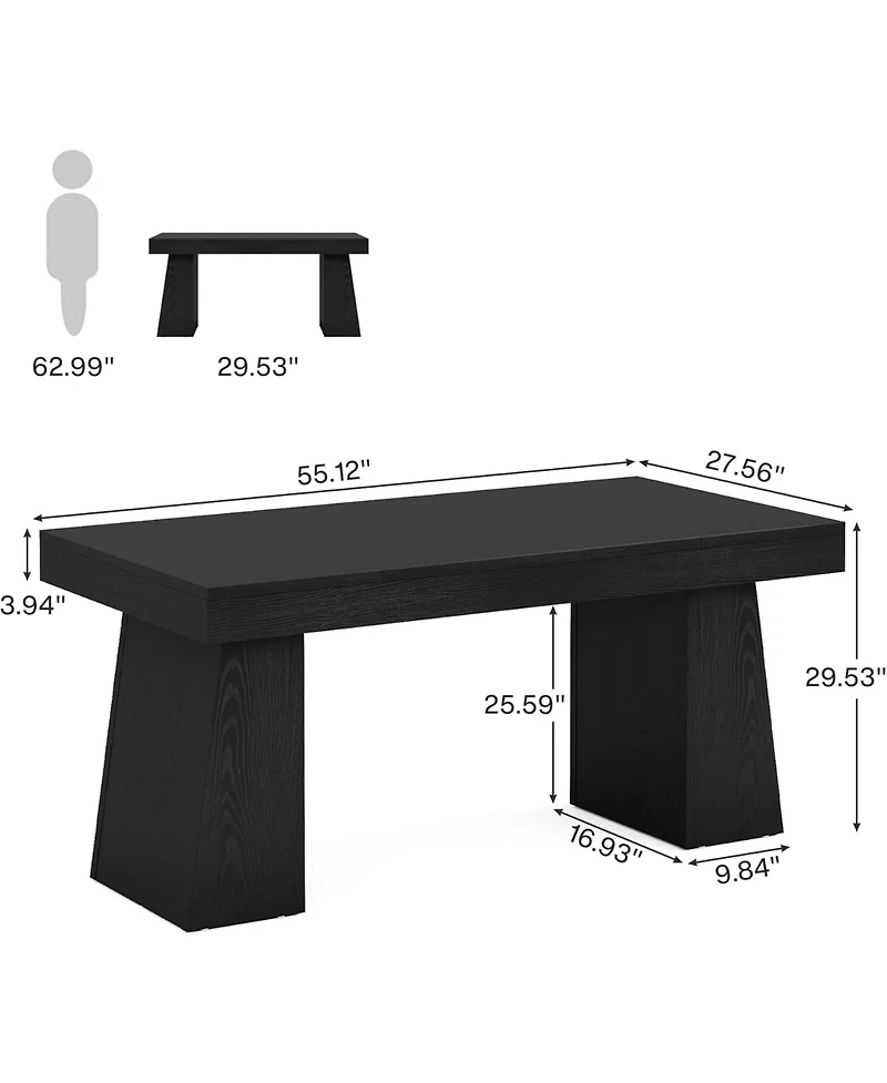 Tribesigns 55 Inches Executive Desk, Mid-Century Modern Home Office Desk with Double Trapezoid Base, Wood Computer Business Workstation