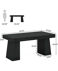 Tribesigns 55 Inches Executive Desk, Mid-Century Modern Home Office Desk with Double Trapezoid Base, Wood Computer Business Workstation