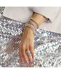3mm, 4mm, 5mm, 6mm, & 7mm Sterling Silver Ball Stretch Bracelet Stack, Stack of 5
