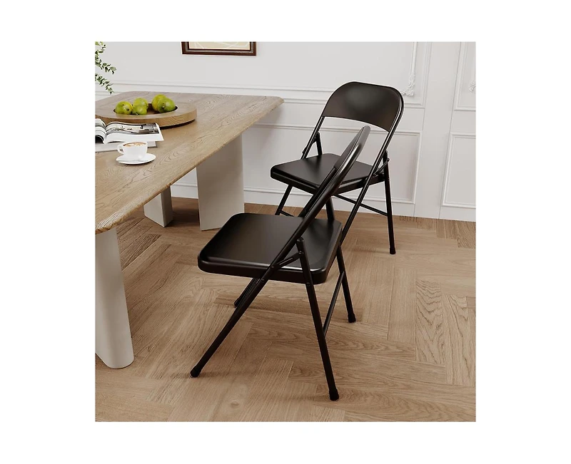 Dining Chairs Set of 4, Foldable Dining Chairs with Metal Frame Hold Up to 350 Pounds, Portable Kitchen Chair Suitable for Dining Room