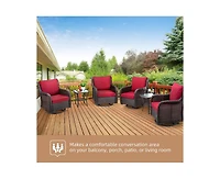 gaomon 3 Pieces Rattan Swivel Rocking Chair Outdoor, Patio Bistro Conversation Furniture Set, Wicker Chair with Cushions and Table