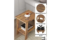 gaomon End Table, Small Side Table, Set of 2 Nightstand with 2-Tier Storage Shelf, Wood Bedside Table, Narrow Side Table Living Room