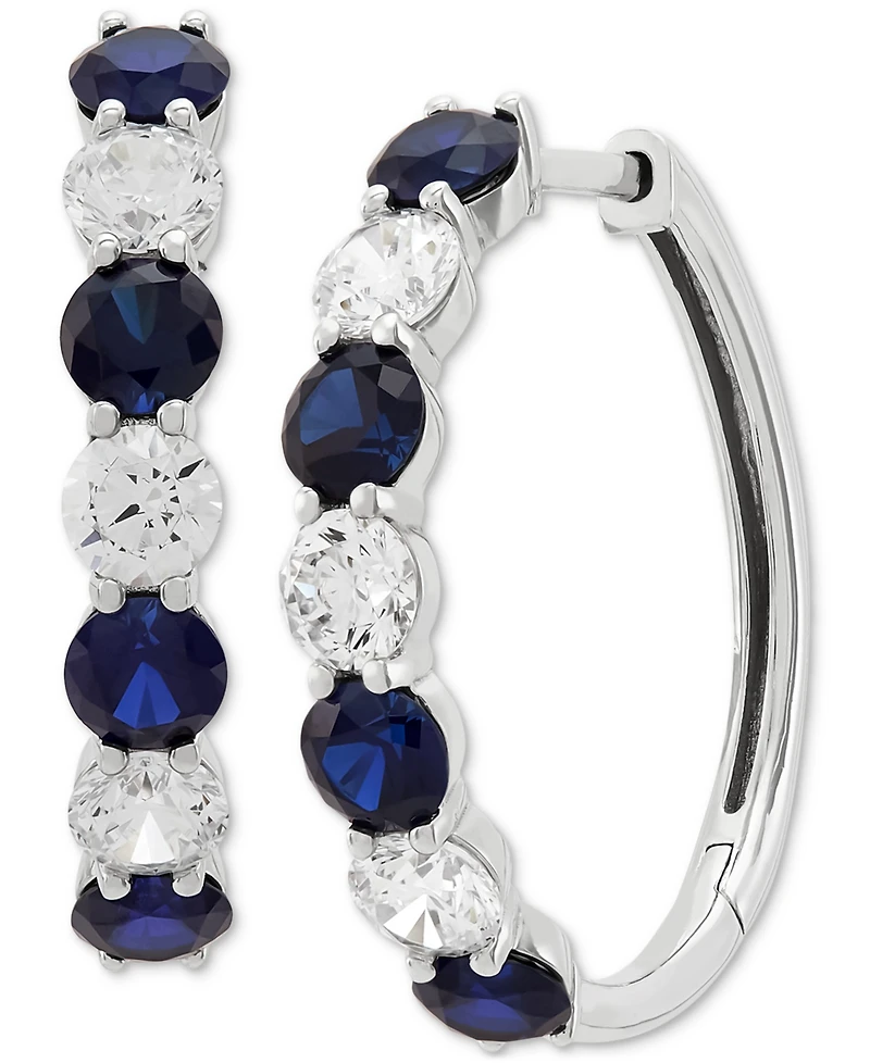 Grown With Love Lab Emerald (1-7/8 ct. t.w.) & Diamond (1-1/2 Small Hoop Earrings 14k Gold, 0.82" (Also Ruby