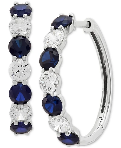 Grown With Love Lab Emerald (1-7/8 ct. t.w.) & Diamond (1-1/2 Small Hoop Earrings 14k Gold, 0.82" (Also Ruby