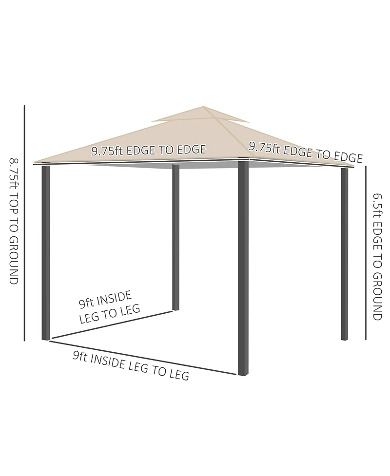 Outsunny 10' x 10' Patio Gazebo Outdoor Canopy Shelter w/ Sidewalls,
