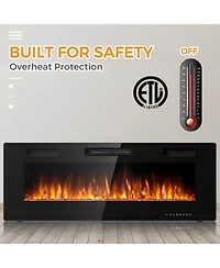 Sugift 50 Inch Recessed Ultra Thin Electric Fireplace with Timer