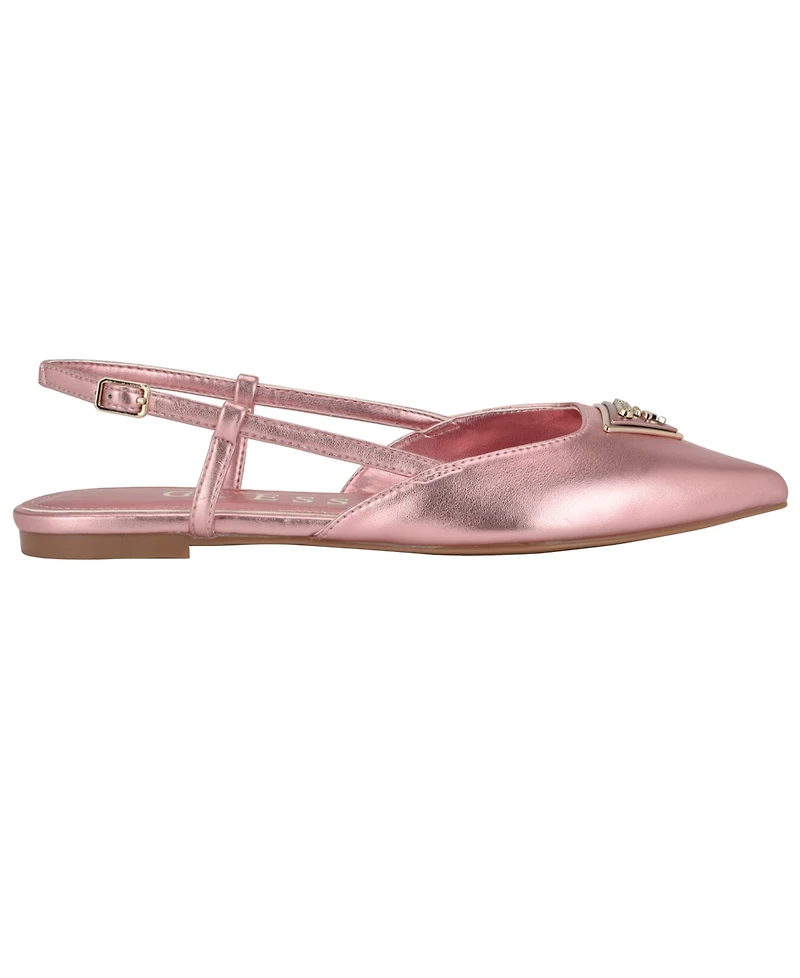 Guess Women's Bemas Pointed Toe Triangle Slingback Flats