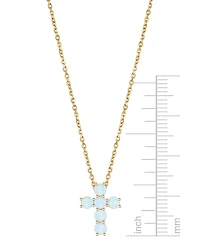 Lab Grown Sapphire Cross 18" Pendant Necklace (3/4 ct. t.w.) 10k White Gold (Also Ruby, Pink Sapphire, & Opal)
