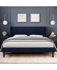 gaomon Queen Upholstered Bed Frame with Wingback Headboard