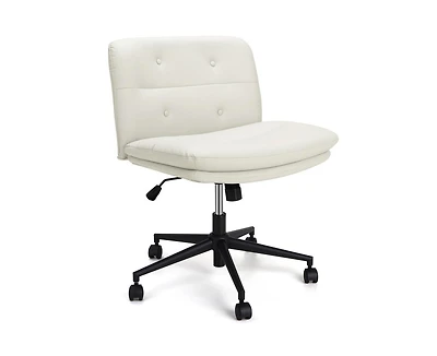 gaomon Office Chair with Wheels, Wide Seat Swivel Leather Armless Criss Cross Chair, 360° Height Adjustable Swivel Desk Chair