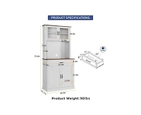 gaomon Kitchen Pantry Cabinet, 71" Tall Kitchen Hutch Storage Cabinet with Microwave Stand