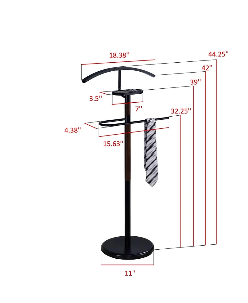 Kings Brand Furniture Warren Black Metal Valet Tie and Coat Hanger