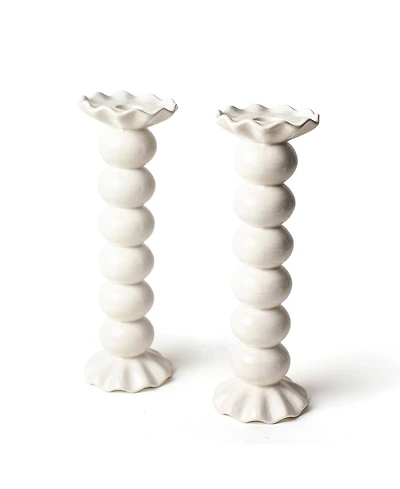 Coton Colors Signature Large Knobbed Candle Holder with Ruffle, Set of 2