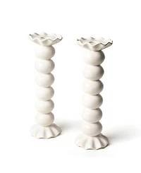 Coton Colors Signature Large Knobbed Candle Holder with Ruffle, Set of 2