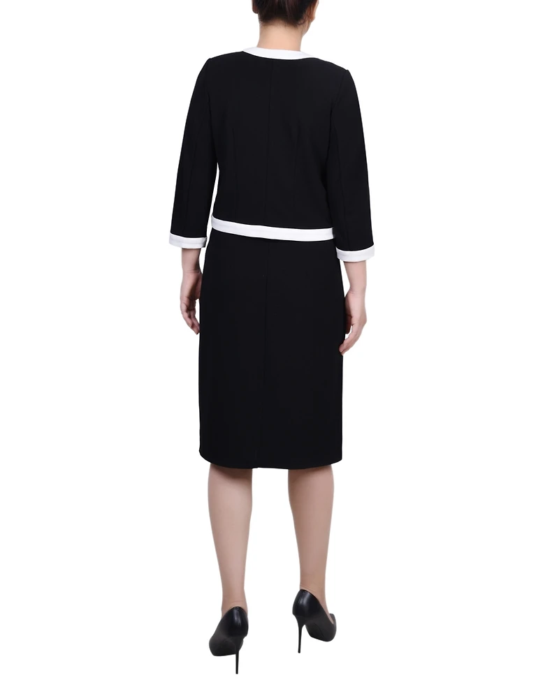 Ny Collection Petite Elbow Sleeve Colorblocked 2 Piece Dress Set