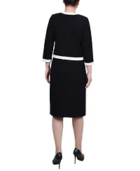 Ny Collection Petite Elbow Sleeve Colorblocked 2 Piece Dress Set